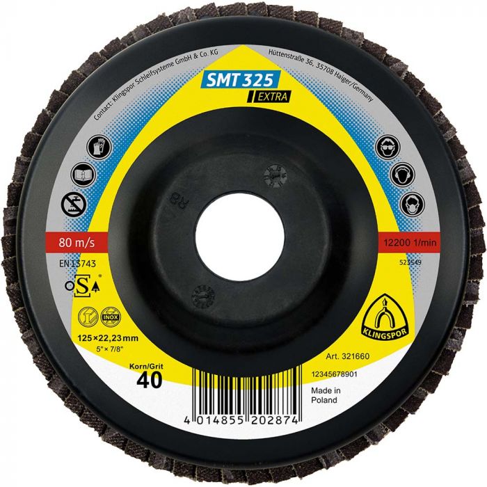 Lamelni diskovi ( šmirgle ) gr. 40 LAMELNI DISKOVI ( ŠMIRGLE ) GR. 40 / 125mm – KLINGSPOR SMT 325 EXTRA